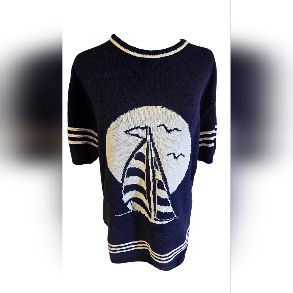 Southern Lady Nautical Sailboat Sweater Medium